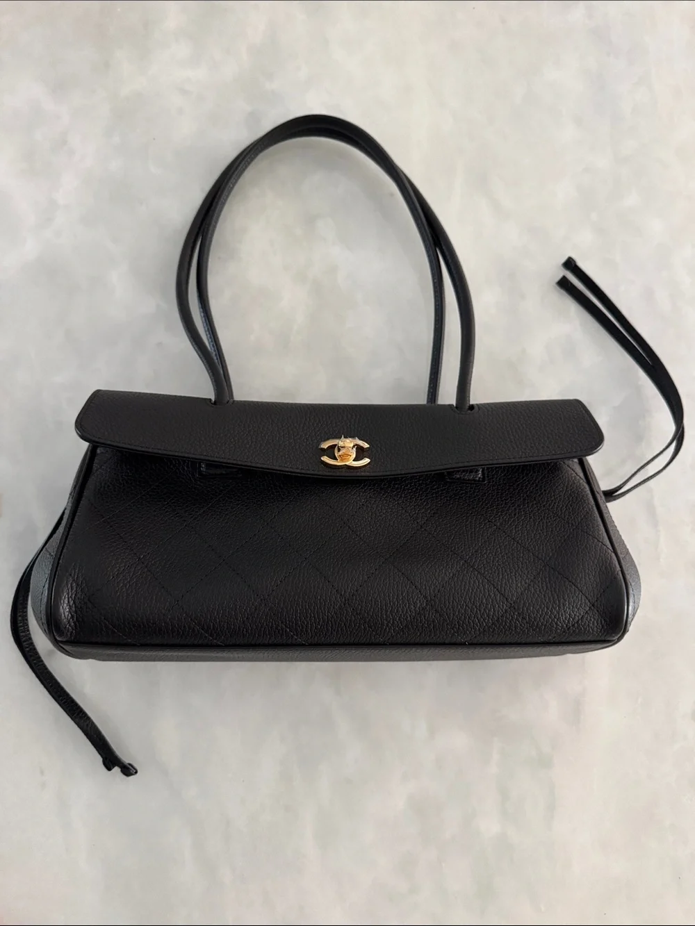 CHANEL Black Quilted Caviar Leather Small Urban Shopping Tote 2026 Gold Hardware